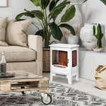 Neo-retro style electric stove fireplace, 900–1800 W, LED flame simulation with adjustable brightness, steel and ABS, white.