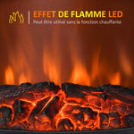 Neo-retro style electric stove fireplace, 900–1800 W, LED flame simulation with adjustable brightness, steel and ABS, white.