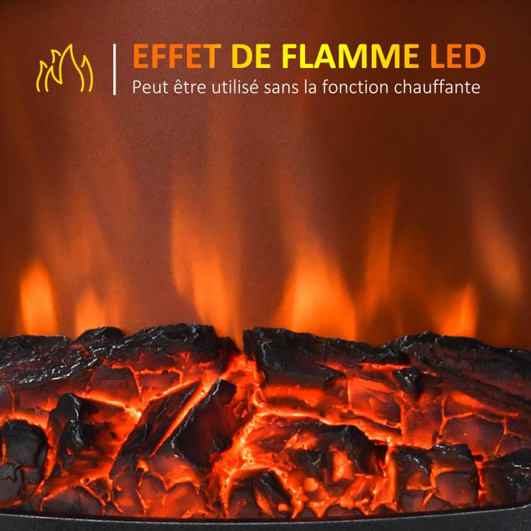 Neo-retro style electric stove fireplace, 900–1800 W, LED flame simulation with adjustable brightness, steel and ABS, white.