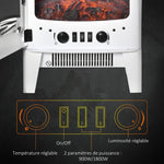 Neo-retro style electric stove fireplace, 900–1800 W, LED flame simulation with adjustable brightness, steel and ABS, white.