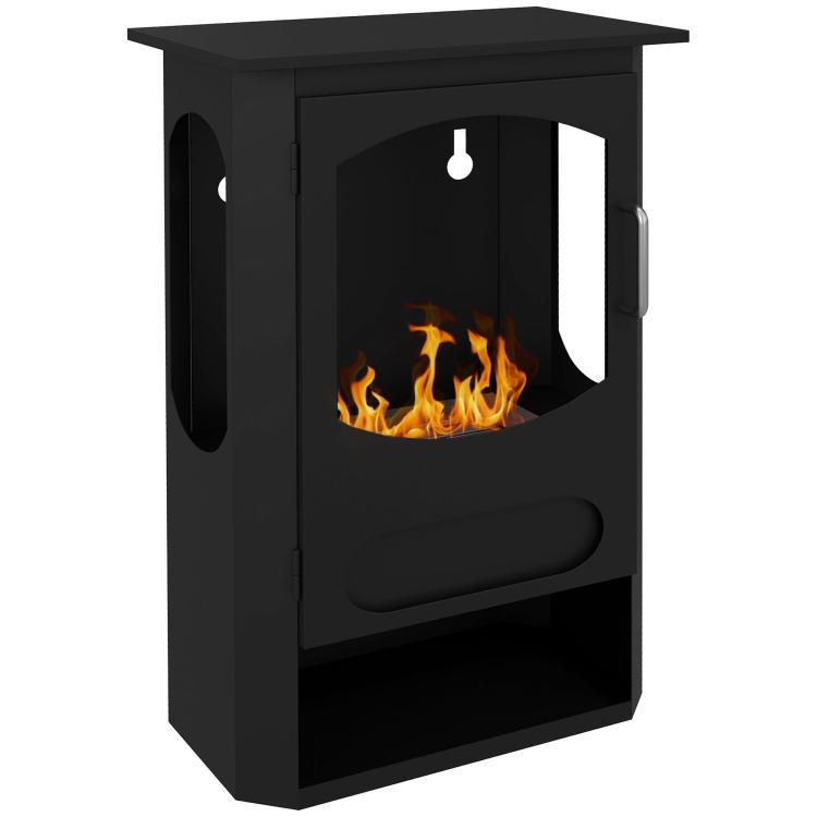 Freestanding Bioethanol Fireplace, 1.2L Burner (3-Hour Runtime), Heated Area 20–25 m2, Black
