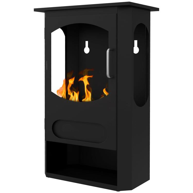 Freestanding Bioethanol Fireplace, 1.2L Burner (3-Hour Runtime), Heated Area 20–25 m2, Black