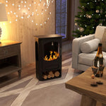 Freestanding Bioethanol Fireplace, 1.2L Burner (3-Hour Runtime), Heated Area 20–25 m2, Black