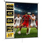120 inch Projector Screen, 1:1 Format, 160° Angle, Ceiling or Wall Mountable