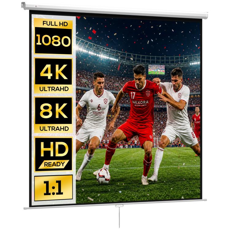 120 inch Projector Screen, 1:1 Format, 160° Angle, Ceiling or Wall Mountable