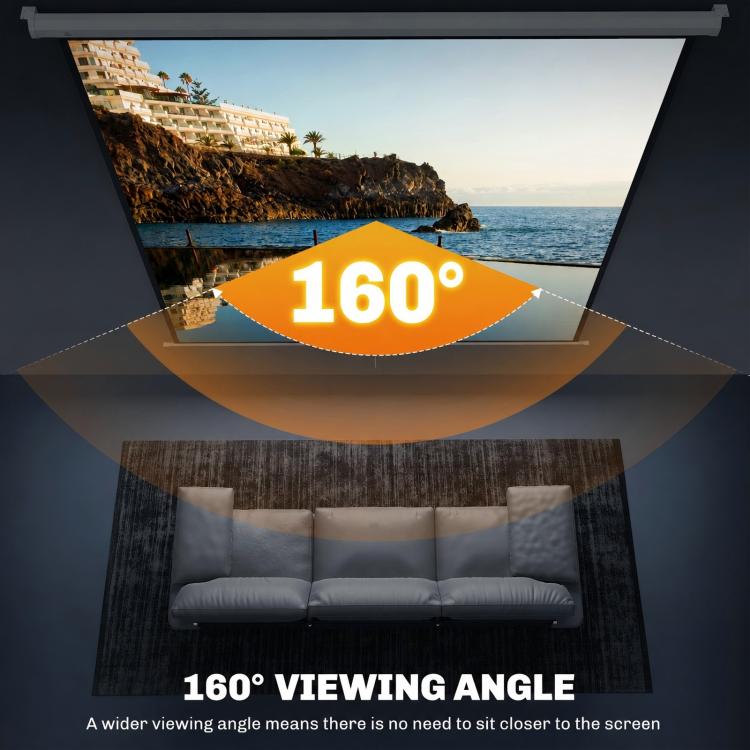 120 inch Projector Screen, 1:1 Format, 160° Angle, Ceiling or Wall Mountable