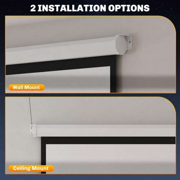 120 inch Projector Screen, 1:1 Format, 160° Angle, Ceiling or Wall Mountable