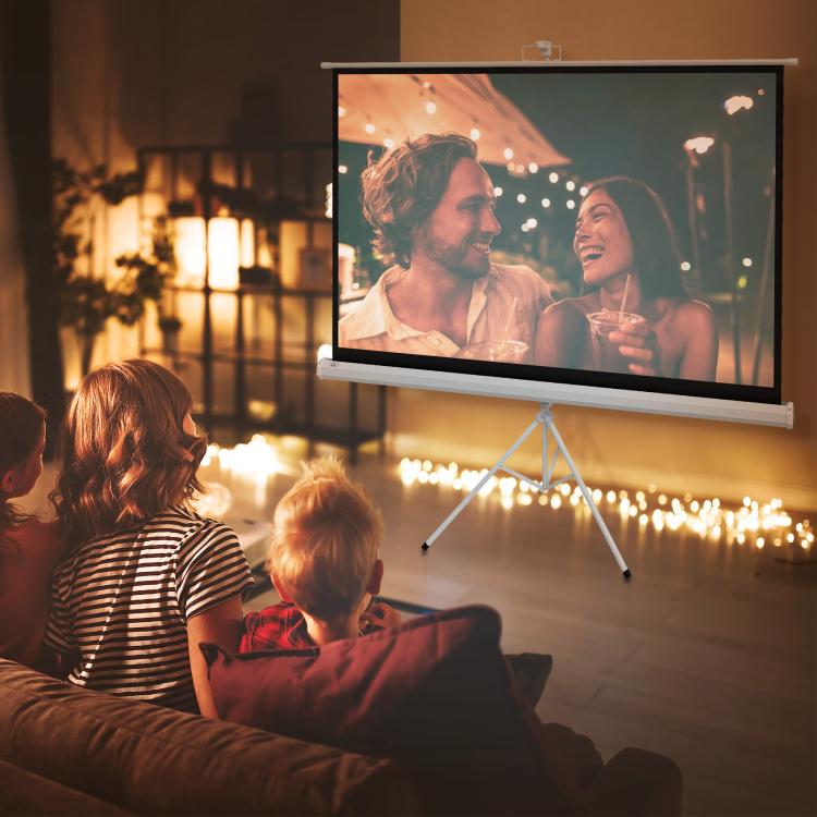 84 inch Projector Screen With Adjustable Tripod, 160 Degree Viewing Angle, 200 x 8 x 118cm, White