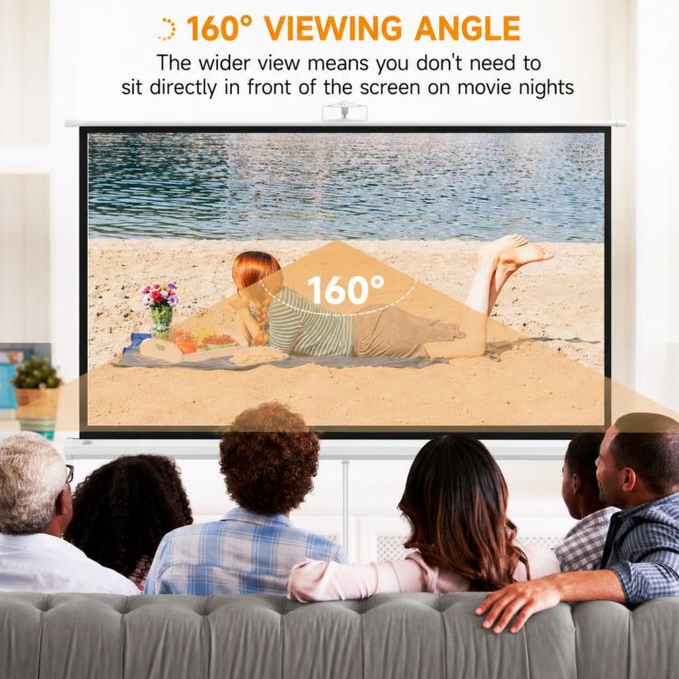 84 inch Projector Screen With Adjustable Tripod, 160 Degree Viewing Angle, 200 x 8 x 118cm, White