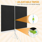 84 inch Projector Screen With Adjustable Tripod, 160 Degree Viewing Angle, 200 x 8 x 118cm, White