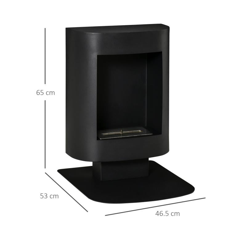 Bioethanol Fireplace with 0.9L Tank, Coverage up to 20m2, 46.5x53x65cm, Black