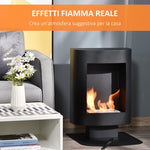 Bioethanol Fireplace with 0.9L Tank, Coverage up to 20m2, 46.5x53x65cm, Black