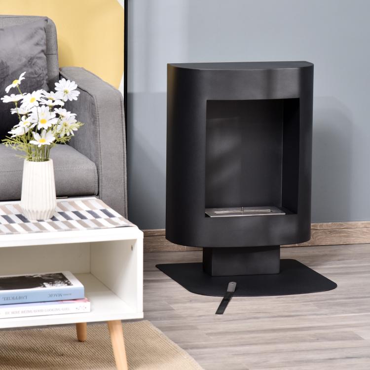 Bioethanol Fireplace with 0.9L Tank, Coverage up to 20m2, 46.5x53x65cm, Black
