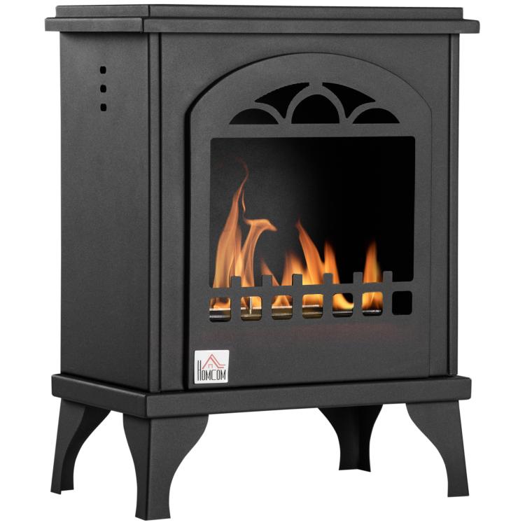 Metal Bioethanol Fireplace with 3-Hour Burn Time, 0.9L Tank, and 25 square meter Coverage, 41x25x54 cm, Black