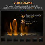 Metal Bioethanol Fireplace with 3-Hour Burn Time, 0.9L Tank, and 25 square meter Coverage, 41x25x54 cm, Black