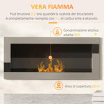 Stainless Steel Bioethanol Fireplace, 2.5-Hour Burn Time with 1.5L Tank and 20 m2 Coverage, 90x16x40 cm, Silver
