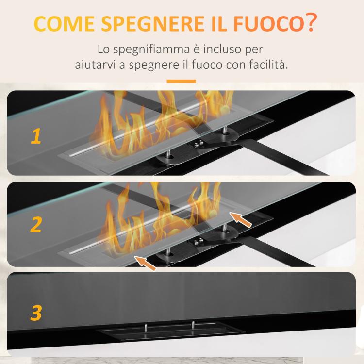 Stainless Steel Bioethanol Fireplace, 2.5-Hour Burn Time with 1.5L Tank and 20 m2 Coverage, 90x16x40 cm, Silver