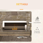 Stainless Steel Bioethanol Fireplace, 2.5-Hour Burn Time with 1.5L Tank and 20 m2 Coverage, 90x16x40 cm, Silver