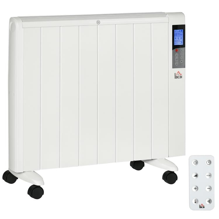 1000/2000W Electric Heater with Timer and Heat Settings for Rooms up to 15 m2, 75x31x66.5 cm, White