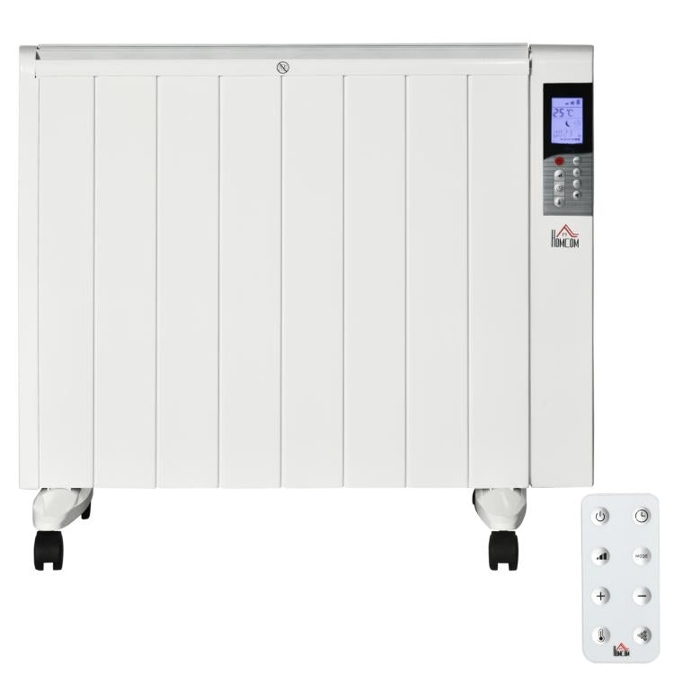 1000/2000W Electric Heater with Timer and Heat Settings for Rooms up to 15 m2, 75x31x66.5 cm, White