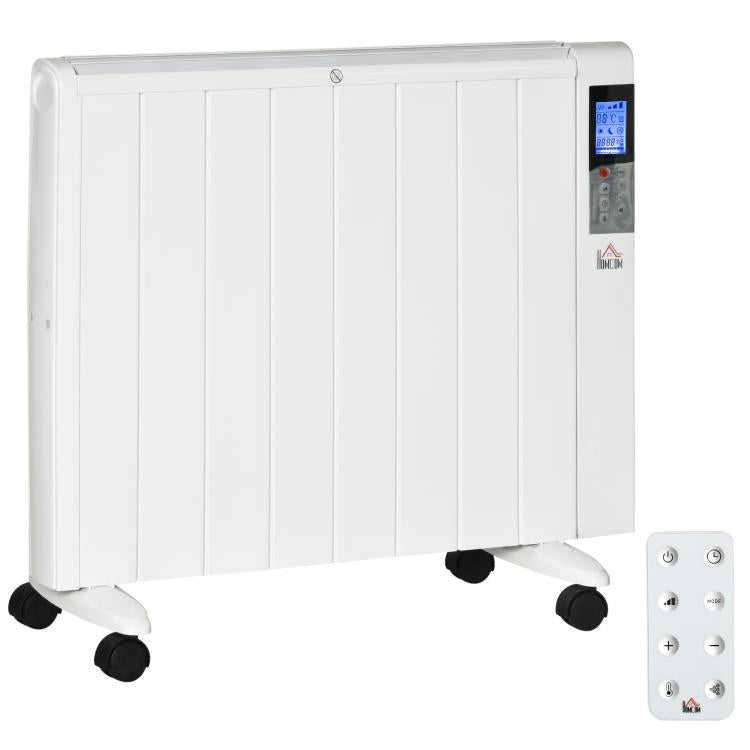 1000/2000W Electric Heater with Timer and Heat Settings for Rooms up to 15 m2, 75x31x66.5 cm, White