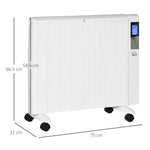 1000/2000W Electric Heater with Timer and Heat Settings for Rooms up to 15 m2, 75x31x66.5 cm, White