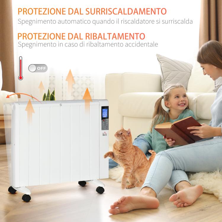 1000/2000W Electric Heater with Timer and Heat Settings for Rooms up to 15 m2, 75x31x66.5 cm, White