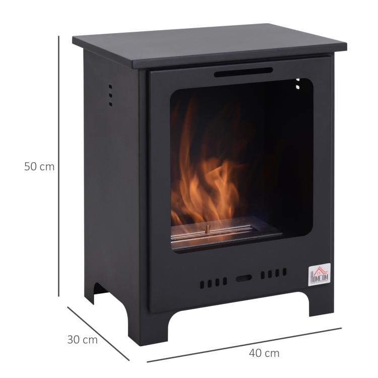 Bioethanol Fireplace Maximum Fuel Capacity 0.9 Liters, Flame Up to 3 Hours, Black