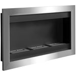 Stainless Steel Wall-Mounted Bioethanol Fireplace with 3 Burners