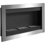 Stainless Steel Wall-Mounted Bioethanol Fireplace with 3 Burners