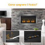 Stainless Steel Wall-Mounted Bioethanol Fireplace with 3 Burners