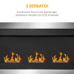 Stainless Steel Wall-Mounted Bioethanol Fireplace with 3 Burners