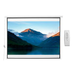 100-Inch 4:3 Adjustable Projector Screen with Remote Control, Compact Motorized Projection Screen, Wall or Ceiling Mountable, 203x152 cm, White