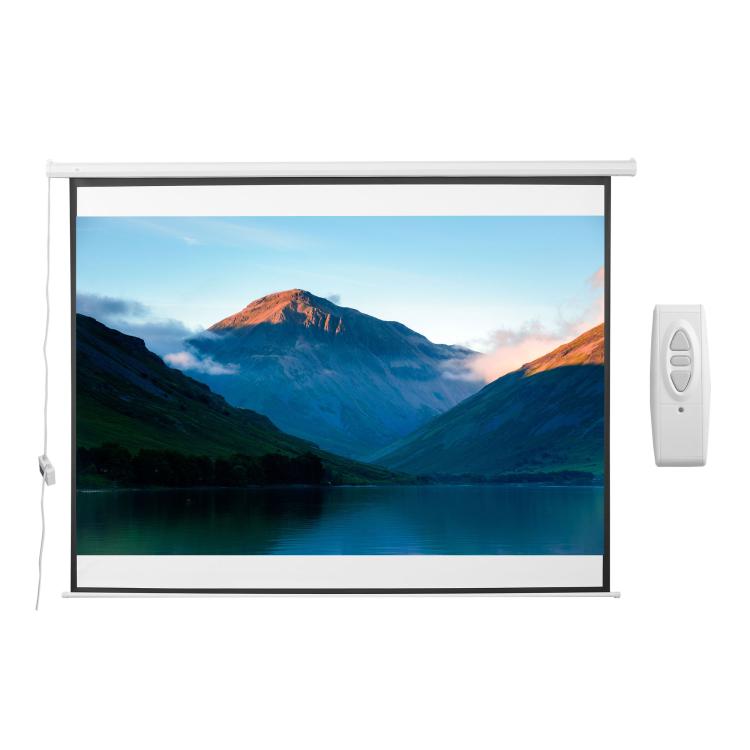 100-Inch 4:3 Adjustable Projector Screen with Remote Control, Compact Motorized Projection Screen, Wall or Ceiling Mountable, 203x152 cm, White
