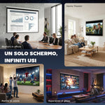 100-Inch 4:3 Adjustable Projector Screen with Remote Control, Compact Motorized Projection Screen, Wall or Ceiling Mountable, 203x152 cm, White
