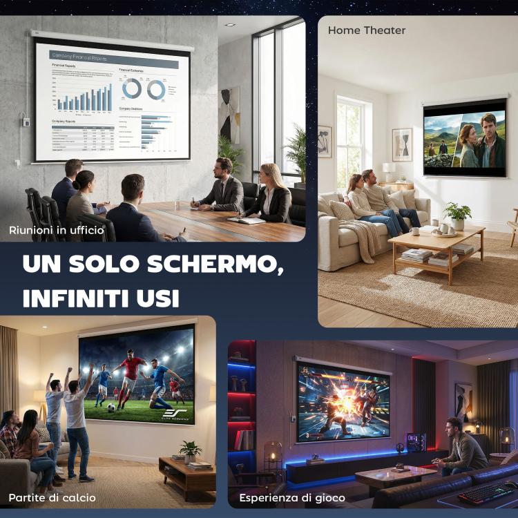 100-Inch 4:3 Adjustable Projector Screen with Remote Control, Compact Motorized Projection Screen, Wall or Ceiling Mountable, 203x152 cm, White