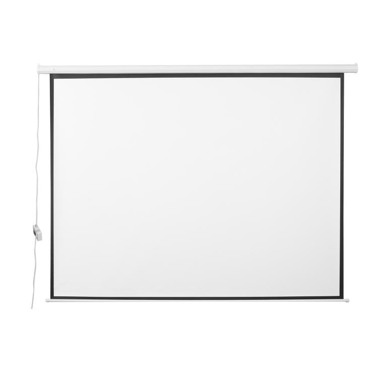 100-Inch 4:3 Adjustable Projector Screen with Remote Control, Compact Motorized Projection Screen, Wall or Ceiling Mountable, 203x152 cm, White