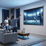 100-Inch 4:3 Adjustable Projector Screen with Remote Control, Compact Motorized Projection Screen, Wall or Ceiling Mountable, 203x152 cm, White