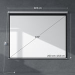 100-Inch 4:3 Adjustable Projector Screen with Remote Control, Compact Motorized Projection Screen, Wall or Ceiling Mountable, 203x152 cm, White