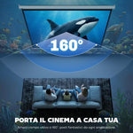 100-Inch 4:3 Adjustable Projector Screen with Remote Control, Compact Motorized Projection Screen, Wall or Ceiling Mountable, 203x152 cm, White