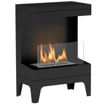 Freestanding Bioethanol Fireplace with 0.9L Tank, Stainless Steel Flame Extinguisher, 3.3-Hour Burn Time – Black