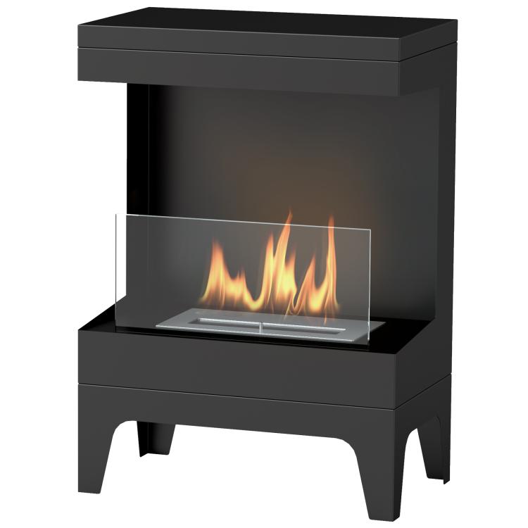Freestanding Bioethanol Fireplace with 0.9L Tank, Stainless Steel Flame Extinguisher, 3.3-Hour Burn Time – Black