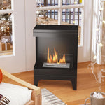 Freestanding Bioethanol Fireplace with 0.9L Tank, Stainless Steel Flame Extinguisher, 3.3-Hour Burn Time – Black