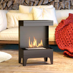 Freestanding Bioethanol Fireplace with 0.9L Tank, Stainless Steel Flame Extinguisher, 3.3-Hour Burn Time – Black