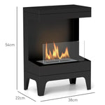 Freestanding Bioethanol Fireplace with 0.9L Tank, Stainless Steel Flame Extinguisher, 3.3-Hour Burn Time – Black