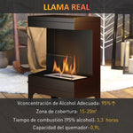 Freestanding Bioethanol Fireplace with 0.9L Tank, Stainless Steel Flame Extinguisher, 3.3-Hour Burn Time – Black