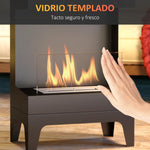 Freestanding Bioethanol Fireplace with 0.9L Tank, Stainless Steel Flame Extinguisher, 3.3-Hour Burn Time – Black