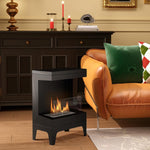 Freestanding Bioethanol Fireplace with 0.9L Tank, Stainless Steel Flame Extinguisher, 3.3-Hour Burn Time – Black