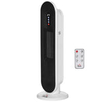 1200W/2000W Ceramic Tower Heater with Remote Control, 24H Timer Thermostat and Anti-Tip System for Rooms up to 20 m2, 21x21x63.5 cm, White and Black