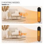 1200W/2000W Ceramic Tower Heater with Remote Control, 24H Timer Thermostat and Anti-Tip System for Rooms up to 20 m2, 21x21x63.5 cm, White and Black